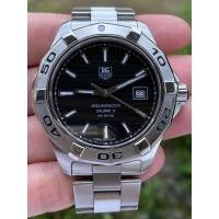 ราคา Tag heuer Aquaracer calibre 5 หน้าปัดดำลายลูกฟูก สายด้านล้วน บานพับแบบบีบ (6858229812)