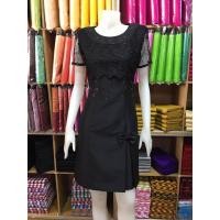 ราคา ชุดแซกผ้าไหมแพรทิพย์แต่งลูกไม้ ปักมุข !! อัดผ้ากาว มีซิปซ่อนด้านหลัง ดีไซน์สวย เรียบ หรู ทันสมัย... (29124260164)