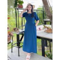 ราคา เดรส ผ้าไหมอิตาลี สีฟ้าน้ำทะเล (17099469215)