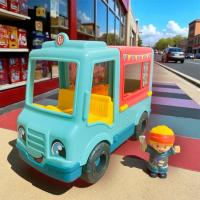 ราคา ของเล่นรถขายอาหาร ของเล่น Fisher price รถของเล่น Little People Food Truck มีเสียง แท้มือสอง (27239215312)