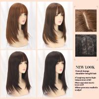 ราคา วิกผมสังเคราะห์สำหรับผู้หญิง ผมปลอมสีดำและสีน้ำตาล ผมยาวตรงพร้อมหน้าม้า (43913102751)