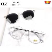 ราคา กรอบแว่นสายตา GEZE Clip-On รุ่น 2240 - C5 เต็มกรอบสีใส คลิปออนแม่เหล็ก เลนส์กันแดดPolarized (24834523621)