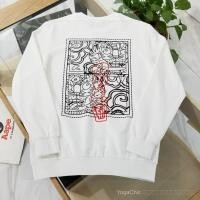 ราคา EVISU Fushen evisu 2025 ฤดูใบไม้ร่วงสไตล์ใหม่ Street Wear Seagull พิมพ์เทอร์รี่รอบคอเสื้อสวมหัวเสื้อคู่ (43123050911)