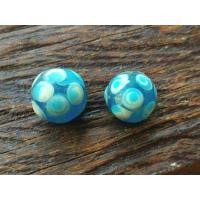 ราคา ลูกปัดแบบโบราณทรงกลมสีฟ้า(ขายเป็นคู่ราคา 499฿) (1966519935)