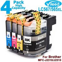 ราคา [สต็อกประเทศไทย]4 Pack LC567XL 565XL Print Ink Cartridge for Brother MFC-J2310 MFC-J2510 Color Inkjet Printer (9417307189)
