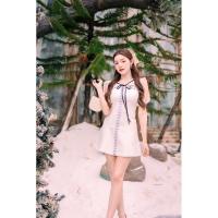 ราคา [NITTAYA] D2328 ชุดเดรสเกาะอกสายเดี่ยวสีขาวดีเทลแต่งตะขอด้านหน้า (14398546136)