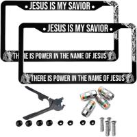 ราคา 2ชิ้นพระเยซูเป็นของฉันผู้ช่วยให้รอดกรอบป้ายทะเบียนคริสเตียนอลูมิเนียมแท็กรถปกกรอบผู้ถือป้ายทะเบียนอุปกรณ์รถยนต์สหรัฐยานพาหนะมาตรฐาน(ฝาเกลียว,ยางความดันจอ,พี (43725402663)