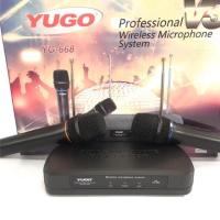 ราคา โมค์ลอยคู่YUGO รุ่น YG-668 โมค์โครโฟนไร้สาย-รับคลื่นสัญญาณได้ชัด-จับถนัดมือ-ไม่มีคลื่นสัยญาณรบกวน-ตัวไมค์ใช้ถ่านAA****** (2662927874)