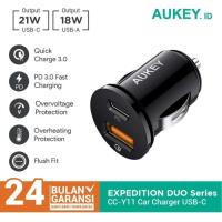 ราคา Aukey CC-Y11 ที่ชาร์จแบตในรถ 18W 20W 21W Dual Port USB Type A/C PD QC 3.0 (29493201464)