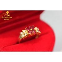 ราคา แหวนทับทิม4เม็ดแต่งเพชร ตัวเรือนทองแท้ 90% (ผ่อน 0% 10 เดือน) (7936350152)