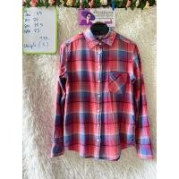 ราคา uniqlo เสื้อเชิ้ตลายสก็อตสีม่วงแดง (22162393721)