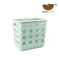 ราคา ตะกร้าพลาสติก มีระบาย ตะกร้าผ้าทรงสูง มีหูหิ้ว Tham coffee (17788740715)