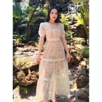 ราคา (s,m) เดรสยาว เดรสอลัง งานปักแน่นๆ งานป้าย chalita (12898594558)