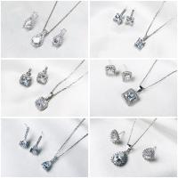 ราคา สร้อยคอเงินแท้92.5%ชุบทองคำขาว(ยาว18”)พร้อมจี้ ต่างหู ประดับเพชรCZเกรดAAA+วาวดุจดังเพชรแท้ (26216325849)