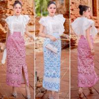 ราคา พร้อมส่ง ️เสื้อลูกไม้แขนสั้นแต่งระบาย มาพร้อมผ้าถุงสำเร็จ ชุดไทย ผ้าไทย ชุดลูกไม้ ทำบุญ ตักบาตร ไปวัด (44053925173)