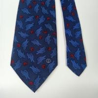 ราคา เนคไทมือสอง Dunhill Men's Silk Tie Fish Design Blue Made in France (43364826247)