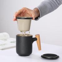 ราคา ถ้วยเซรามิคพร้อมฝาปิดมีที่กรองชาด้ามจับไม้เป็นของที่ระลึกของขวัญ (7296710889)