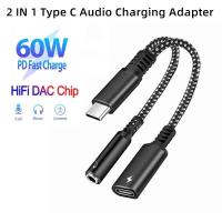 ราคา 2 In 1 USB C ถึง 3.5 มม.อะแดปเตอร์หูฟังประเภท C 60W Fast Charging Aux Cable Converter สําหรับ iPhone 16 15 PRO Max iPad Pro Samsung Huawei Xiaomi (40267016822)