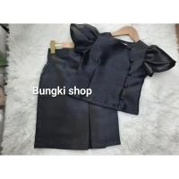 ราคา ชุดไทยออกงาน ชุดไทยเด็ก เสื้อแขนทิวลิปสีดำ+ผ้าถุงสีดำ ผ้าไหมจิตรลดา (26888355900)