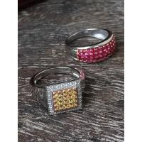 ราคา แหวนเงินแท้ บุษราคัมล้อมเพชร (3460159137)