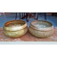 ราคา ขันทองเหลืองตอกลาย งานรุ่นเก่า เนื้อหนา ปากกว้าง 8.5 นิ้ว (6477826750)