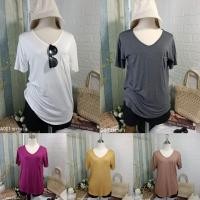 ราคา A001 เสื้อยืดคอวี ผ้าเรย่อน อก 36-44 นิ้ว สาวอวบใส่ได้ มีกระเป๋าหน้า ใส่สบาย ผู้หญิง (25336416270)