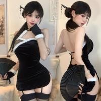 ราคา ตรุษจีน TOP SEXY ชุดเดรสกี่เพ้า ชุดเดรสอาหมวย ชุดเดรสผ้ากำมะหยี่ ❣️ มีไซต์ใหญ่ M-5XL ได้ถึง 100kg. พร้อมถุงมือ Q-008 (26723460285)