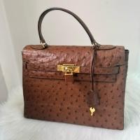 ราคา กระเป๋าถือ หนังนกกระจอกเทศแท้สีน้ำตาล (55901054056)