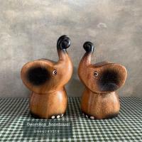 ราคา (1ตัว) ช้างไม้จามจุรี ช้างไม้แกะสลัก ช้างการ์ตูน (12736750952)