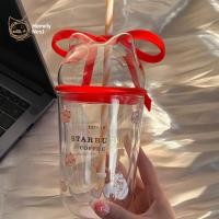 ราคา สตาร์บัคส์ถ้วยกับฟางโบว์สีแดงสองชั้นแก้วฟางถ้วย400มิลลิลิตรวันวาเลนไทน์แมวของขวัญน่ารักแมวโบว์ตกแต่งสํานักงานสก์ท็อปถ้วยน้ํา (42456366754)