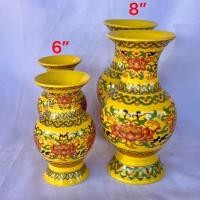 ราคา แจกัน ลาย ดอกบัวแจกันเซรามิคจีน แจกันสีเหลืองทองแจกัน ใส่ดอกไม้มงคล สูง6”8”พร้อมส่ง (18852047604)