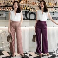 ราคา Code no:201164-Vshop set เสื้อผ้าชีฟองคอถ่วงจับจีบ มาพร้อมกางเกงผ้าวาเลนติโน่ทรงขากระบอก งานทรงสวยมาก (7467258980)
