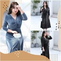 ราคา PMSWEET PLUSSIZE : PM3404 : พร้อมส่ง เสื้อผ้าไซส์ใหญ่ คนอ้วน สาวอวบ ชุดเดรสกำมะหยี่เนื้อนิ่ม ด้านในเนื้อลื่นสวมใส่ (8972844452)