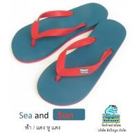 ราคา Hippo bloo รองเท้าแตะฮิปโปบูล Sea and Sun ชาย/หญิง ฟ้าน้ำทะเล / แดง หูแดง (9135254442)
