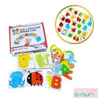 ราคา Anuri บัตรคำไม้จิ๊กซอว์ Education Wooden Card A-Z พร้อมคำศัพท์ ของเล่นไม้เสริมพัฒนาการ (15079618569)