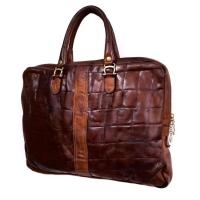 ราคา Pollini กระเป๋าหนังแท้ หนังแท้สีน้ำตาล กระเป๋าใส่เอกสาร โน๊ตบุ๊ค กระเป๋ามือสอง briefcase messenger bag (26936955371)