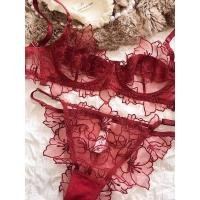 ราคา กางเกงใน ชุดชั้นใน ชุดชั้นในเซ็กซี่สีแดง ออกแบบลายปักลูกไม้ กับแหวนเหล็กและถ้วยบาง (57401435655)