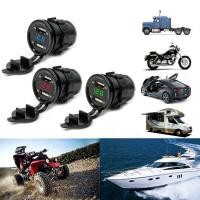 ราคา 3.1A Dual USB LED Charger Socket Accessories Dual Car Charger พอร์ตรถจักรยานยนต์ USB Charger (46651251889)