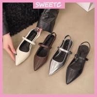 ราคา รองเท้าแฟชั่นสำหรับผู้หญิง ส้นเตี้ย หนังหัวแหลม ทรงหนา สวมง่าย (45751470772)