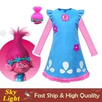 ราคา Poppy สีชมพูสีฟ้าชุดสําหรับเด็กสาว Trolls ฮาโลวีนคริสต์มาสชุดแขนยาวชุดสําหรับเด็กทารกคอสเพลย์ (25152759053)