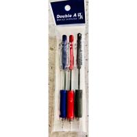 ราคา ปากกาลูกลื่น Double A 3สี 3ด้าม ใน1แพ็ค (25081910103)