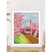 ราคา The Spring Train เย็บปักถักร้อยเต็มรูปแบบเรียบง่ายทันสมัยปักครอสติสงานศิลปะตกแต่งผนัง60x75 ซม. (26314657007)