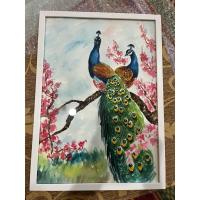 ราคา ภาพวาดนกยูงคู่ ภาพวาดสีน้ำ ขนาดA3/29.7 x42 cm พร้อมกรอบ แขวนได้ตั้งได้ แข็งแรงทนทาน (28224771037)