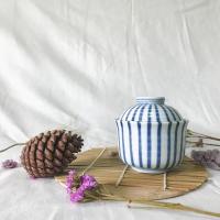 ราคา เซรามิกญี่ปุ่น ถ้วยซุป ถ้วยชา มีฝาปิด ลายเส้นน้ำเงินอ่อนๆ C037 (4640108247)