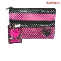 ราคา [มือ2 สภาพดี] กระเป๋าเพาช์ผ้าไม่ทอ Hello Kitty (ขนาด 15.5x10.5cm) สีชมพู/จุดดำ งานแท้จากญี่ปุ่น (41700655960)