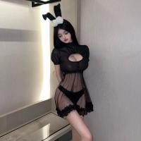 ราคา ชุดราตรียาวสั้นลายเซ็กซี่สีดำ ทำจากผ้ากอซลูกไม้ สำหรับงานไนท์คลับ (50650657663)