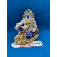 ราคา พระพิฆเนศปางนั่งเอกเขนกเสวยสุข2กร ถืองาหักองค์เนื้อเรซิ่นขนาด5นิ้วประดับตกแต่งองค์สวยงามอาภรณ์สีน้ำเงิน (18302933194)