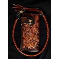 ราคา กระเป๋าสตางค์หนังแท้ ตอกลายรูปปลา หนังแท้ 001 แถมฟรีสายหนัง (11801777810)