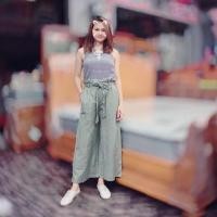 ราคา กางเกงขากระบอกใหญ่ สีเขียวขี้ม้า ผ้าลินินผสม (4116806167)