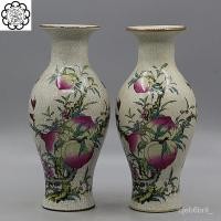 ราคา OGJF ราชวงศ์ชิงเฉียนหลง Fushou Shuangquan ขวดหางปลาโบราณเครื่องลายครามโบราณของสะสมของเก่าของตกแต่งบ้านสินค้าเก่า (28302011097)